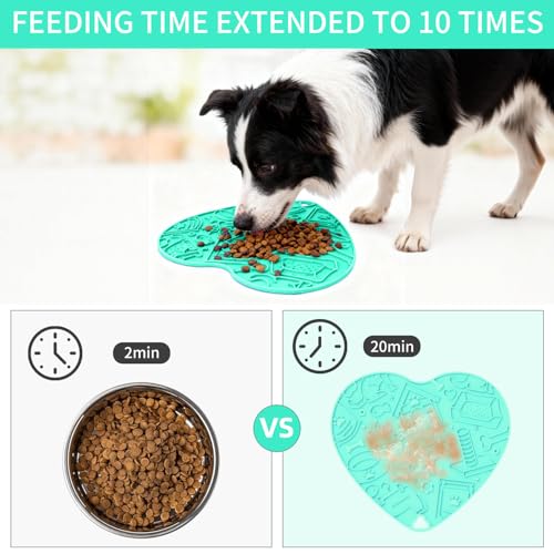 Cat & Dog Slow Feeder Puzzle Toy — Interactive Cat Puzzle Feeder Bowl, Dog Puzzle Feeder, Dog Lick Mat, Mental Stimulation Toy for Indoor Cats & Dogs, Anti-Gulp, Fun & Durable Heart Shape(Mint) - color: Mint
