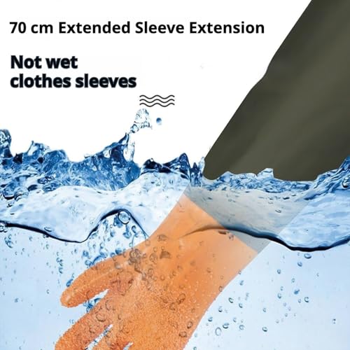 YOFANG 27.2" Pet Grooming Bathing Gloves,Extra Long Waterproof Rubber Washing Gloves for Dogs & Cats,Anti-Bite Anti-Scratch Hair Removal Cat Bath Gloves with 3000+ Massage Particles,Orange/Green - color: Orange and Green