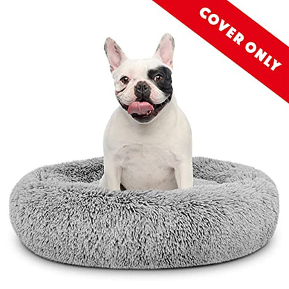 The Dog’s Bed Replacement Zip Cover for Calming Plush Donut Dog Bed, Silver Grey Fur, Medium - color: Silver Grey Fur, size: Spare Cover (Medium)