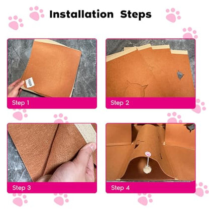 Interactive Cat Tunnel Mat for Indoor Cats, 4-Way Felt Cat Cave with Hanging Ball, Foldable Kitty Play Mat and Hideout, Pet Enrichment Toy for Kittens, Rabbits, Small Pets - color: Brown
