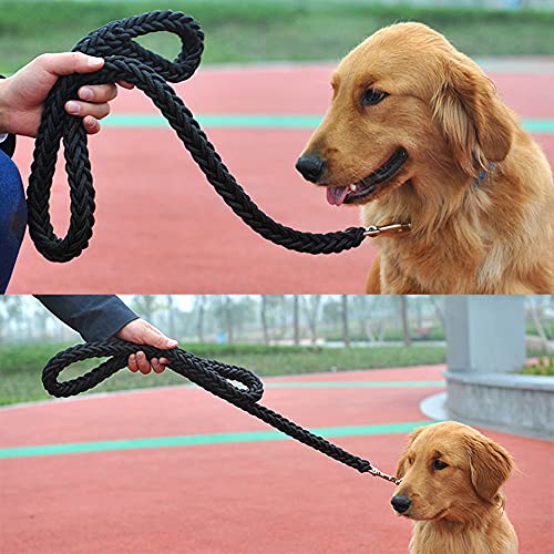 Love Dream Dog Collar and Leash Set, Heavy Duty Nylon Braided Rope Strong 4 FT Dog Leash and Martingale Training Collar for Small Medium Large Dogs Training and Walking (Black) - color: Black, size: Medium (Thick 1.5cm)