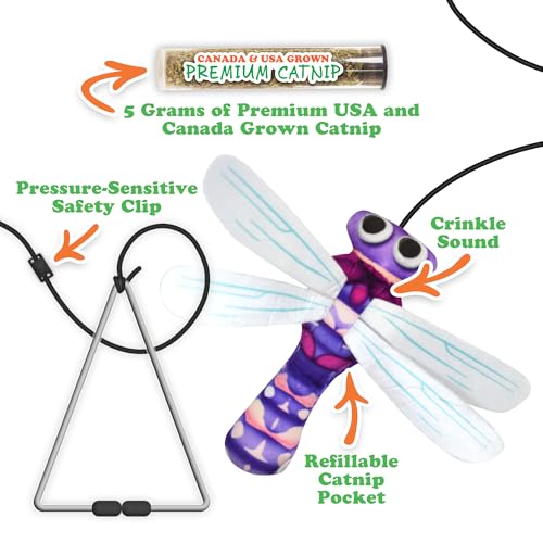 Meowijuana Jump 'n' Jamb Door Hanging Cat Toy | Dragonfly | Refillable Interactive Catnip Toy | Promotes Play and Cat Health | Includes Potent Catnip Grown in North America - color: Dragonfly