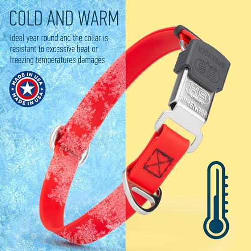 Biothane Waterproof Durable Dog Collar with Herm Sprenger - Quick Release ClicLock Buckle - Fits Medium and Large Dogs - Made in USA (Cherry Red, W 3/4" x L 12"-19") - color: Cherry Red, size: W 3/4" x L 12"-19"