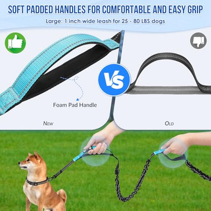 AUTOWT Hands Free Dog Leash for 2 Dogs, Adjustable Waist Belt with Zipper Pouch, Dual Handle Retractable Elastic Bungee with Reflective Stitches for Medium and Large Dogs Training Running - size: Large
