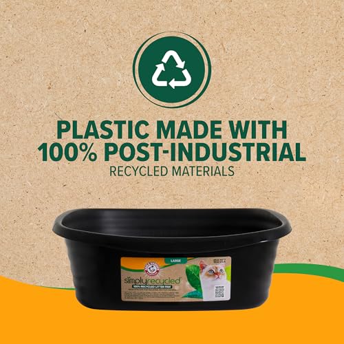 Arm & Hammer Simply Recycled Plastic Cat Litter Pan, Made in USA, Easy to Clean, Large Durable Litter Box, Black - style: Recycled