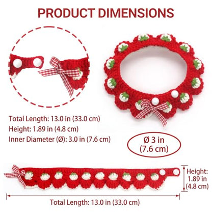 Cat Collar Breakaway, Kitten Collar with Cute Bow Tie and Strawberry Pattern Comfortable for Kitty and Small Puppies, Bandana Fits Neck 2-3 Inches(S)(red) - color: red
