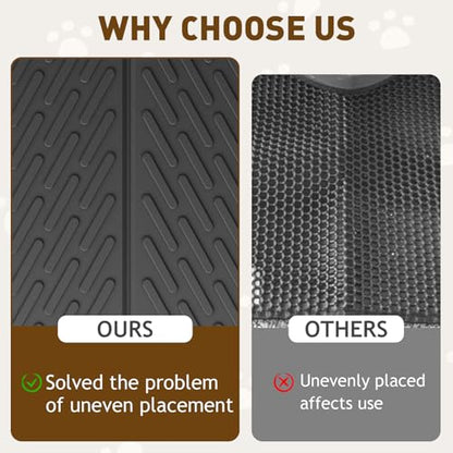 Cat Litter Mat with Grooves & Raised Edge, Urineproof/Waterproof, Foldable, Litter Scattering Control, Easy to Clean & Recycle (24 * 17in-Black-1 Pack) - size: 24*17 IN-Black-1 Pack