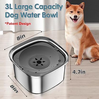 UPSKY 3L Dog Water Bowl 101oz Stainless Steel No Spill Large Capacity Dog Food Water Bowl Slow Water Feeder, Spill Proof Pet Water Dispenser Vehicle Carried Travel Water Bowl - color: gray, size: 3l