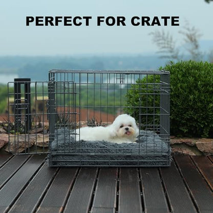 Bedfolks Waterproof Dog Crate Bed, Plush Pad With Removable Cover, Faux Fur for Small Dogs and Cats, Fluffy Washable Kennel Bed 17"x12", Solid Dark Grey - color: Solid Dark Grey, size: XX-Small(17x12'')