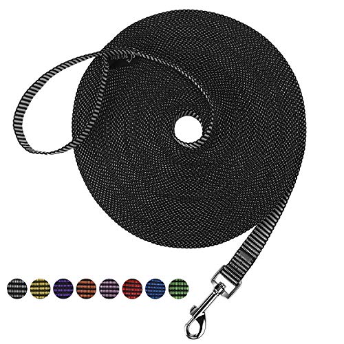 Hi Kiss Dog/Puppy Obedience Recall Training Agility Lead - 15ft 20ft 30ft 50ft 100ft Training Leash - Great for Training, Play, Camping, or Backyard(15ft,Black_White) - color: S8.black_white, size: 15 Feet