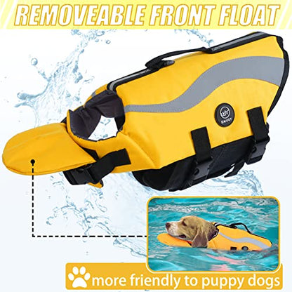 EMUST Dog Life Vests, Adjustable Life Jackets for Small Dogs with Enhanced Buoyancy, Small Dog Swim Vest with Durable Rescue Handle, Yellow,XS - color: Yellow, size: XS