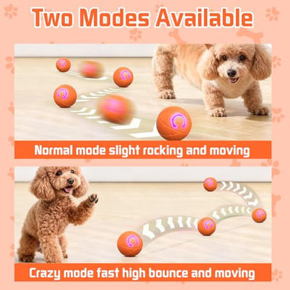 Jiexily Interactive Dog Toys Balls, 2025 New Automatic Rolling Shaky Ball Toy for Puppy Small Medium Dogs, Smart Jumping Moving Bouncing and Rotating Ball Keep Them Busy (Blue+Orange) - color: Blue+Orange