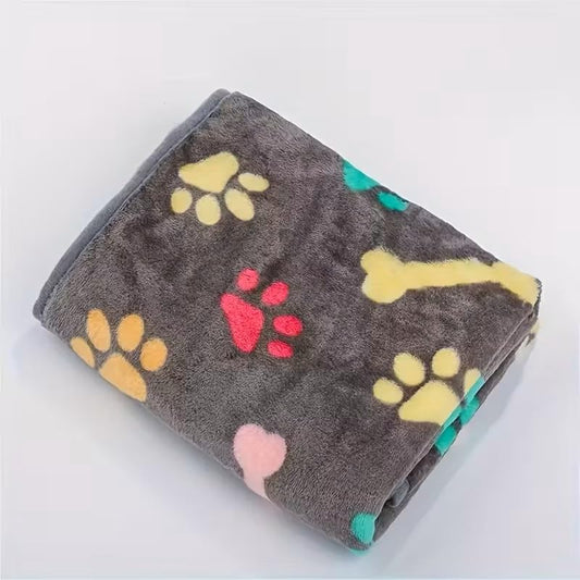 1-Pack Ultra-Soft Pet Blanket with Bone & Paw Print Pattern - Machine Washable, Cozy Comfort for Small to Large Dogs, Dog Blanket, 20 * 30Inch, Grey - color: Grey With Color Paw Print, size: 20*30Inch