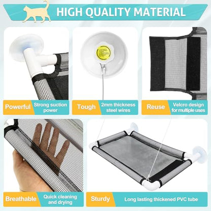 UCINNOVATE Cat Window Perch, Cat Hammock Hanging Bed for Kitty, Resting Pet Bed, Indoor Mounted Kitten Perch, Sunbath Shelf with Strong Suction Cup