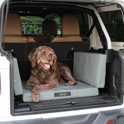 Jeep Travel Cargo Foldable Dog Bed for Pets (Shadow Gray) Pressure Relieving Comfort Foam Base – Gifts Owners (Folded 30 x 25 inch - Large)