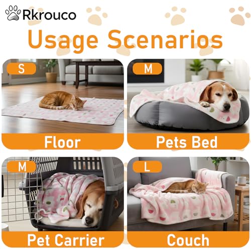 Three Piece Pet Blanket Set for Dogs Cats Soft Comfy Puppy and Kittens Bed Blanket Fluffy Fleece Pets Throw with Cute Patterns (Medium 30x20.5 inch, Cute Animals) - color: Cute Animals, size: Medium-30x20.5 Inch