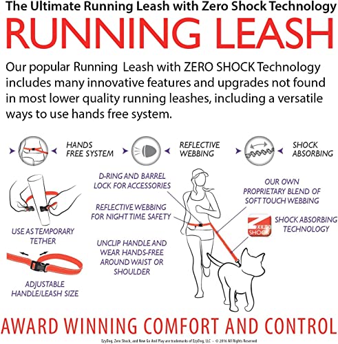 EzyDog Road Runner Hands Free Dog Leash – Waist Leash for Dog Walking, Jogging and Running with Zero Shock Bungee, Reflective Stitching, and Adjustable Waist (Black) - color: Black, size: 7 Foot
