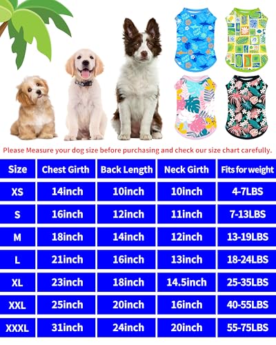PET SHOW 4 Pack Dog Hawaiian Shirts for Small Medium Dogs UPF 50+ UV Sun Protection Summer Cool Clothes Tank Top Floral Puppy Cats T-Shirts Pet Holiday Party Sleeveless Vest Boy Girl(Medium) - size: Medium