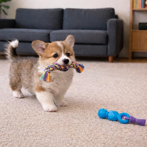 Mini Dentachew Pack Dental Chew Toy, Multi-Textured, Fetch & Tug Rope, Puppies & Small Dogs, 7", 3-Pack - color: Dentachew 3 Pk