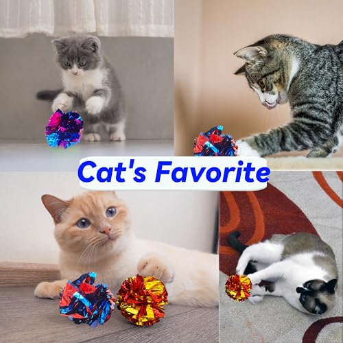 Cat Toys 20 Packs Interactive Crinkle Ball, 2.3 Inch Bright Colors Cat Ball Toys to Attract and Engage Cats, Promote a Healthy Lifestyle for All Breed Sizes Cats - size: 20 Packs