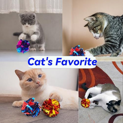 Cat Toys 20 Packs Interactive Crinkle Ball, 2.3 Inch Bright Colors Cat Ball Toys to Attract and Engage Cats, Promote a Healthy Lifestyle for All Breed Sizes Cats - size: 20 Packs