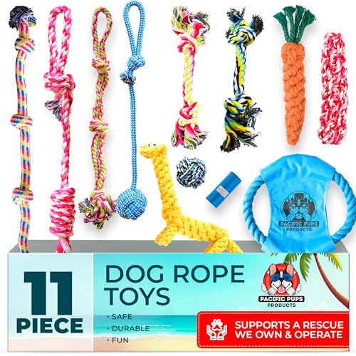 Pacific Pups Products Dog Rope Toys for Medium Dogs 11 Pack - 11 Dog Toy Pack & Puppy Teething Rope Tug of War Dog Toys, Chew Toys to Keep Them Busy, Puppy Chew Ropes - size: 11 Pack