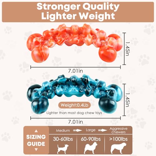 WOWBALA Tough Dog Chew Toys for Aggressive Chewers - Bacon Flavored, Suitable for Small Medium Large Dogs