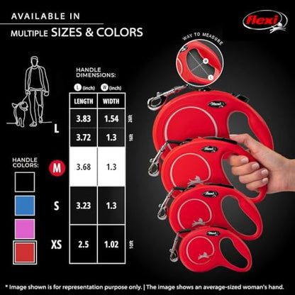 FLEXI New Classic Tape Retractable Dog Leash for Medium-Sized Dogs Upto 55 lbs. – 16 ft., Red | Tangle Free Pet Walking Leash with One-Handed Brake, Pause, Lock|German Quality Product - color: Red, size: Medium - 16 Feet (Tape)