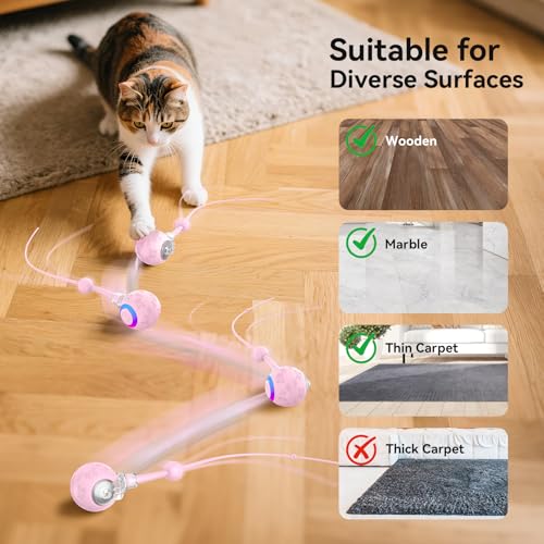 Smart Interactive Cat Dog Toys, Automatic Pet Toys for Bored Indoor Cats and Dogs, Motion Activated, USB Rechargeable, Christmas Pet Birthday Gifts (Pink) - color: Pink