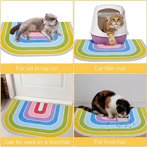 Cat Litter Mat Quality Litter Box Mat Large Non-Slip Cat Litter Mat Litter Trapping Mat Soft Kitty Litter Mat Compatible Two Litter Boxes Cat Products Easy to Clean,Rainbow,L - color: Rainbow, size: L(33.5" x 22.4")