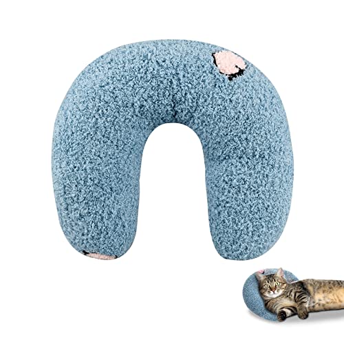 Andiker Pillows for Cats, U Shape Soft Fluffy Cat Pillow for Cat to Lay On Cats Bed Pillow Ultra Soft Pet Pillow for Cat Fluffy Cat Pillows for Indoor Cats and Puppies to Improve Sleep Quality(Blue) - color: Blue