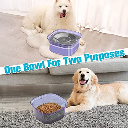 UPSKY 70oz Dog Water Bowl 2L No Spill Dog Bowls Large Capacity Spill Proof Slow Water Feeder, No Splash Dog Bowl Pet Water Dispenser Vehicle Carried Travel Slow Drinking Bowls for Messy Drinkers, Cats - color: Purple, size: 2 L