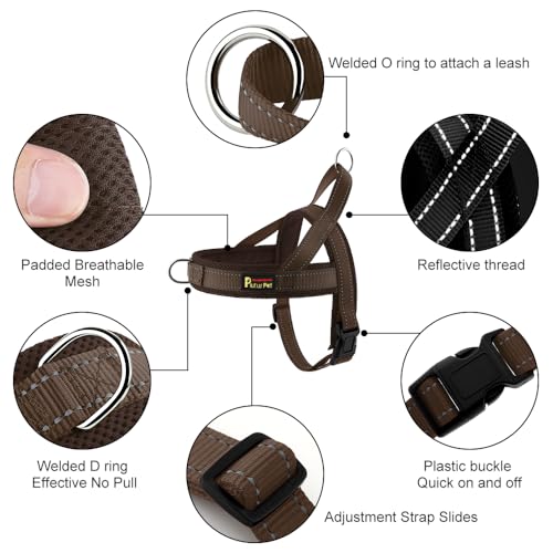 Plutus Pet No Pull Dog Harness with Breathable Mesh Padded, Adjustable Reflective Escape Proof Dog Harness, Quick Fit Dog Vest Harness for Small Medium Large Dogs(XS, Chocolate) - color: Chocolate, size: XS: chest 13.8"-17.3"