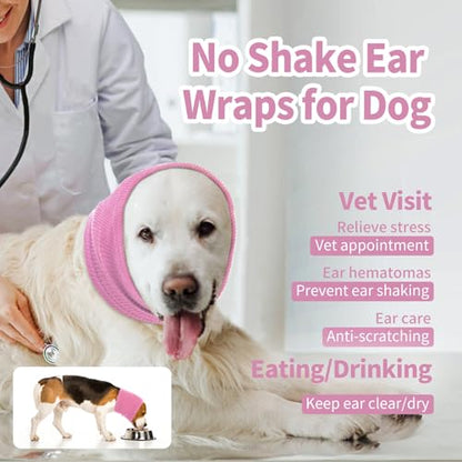 Nanaki Calming Ear Wrap - Quiet Dog Headband & Snood Ear Muffs for Anxiety Relief & Noise Reduction - color: Pink, size: Small