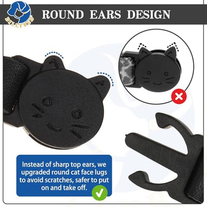 Leather Personalized Breakaway Cat Collar with Studded Bell and Safety Quick Release Buckle - Rivets Studded ID DIY Collars for Boy Girl Cats Kittens, Black XS - color: Black, size: 7"-9"