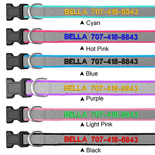 Reflective Personalized Dog Collars - Custom Dog Collar Embroidered with Name and Phone Number for Boy and Girl Dogs,Adjustable for Puppy Small Medium Large Dogs - color: Polyester