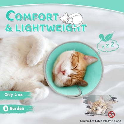 Cat Cone Collar Soft to Stop Licking, Adjustable, Foldable Lightweight Kitten Cones After Surgery Recovery for Cats & Kittens, Cat Cone Alternative, Easy Eating (Solid Green, M) - color: Solid Green, size: M
