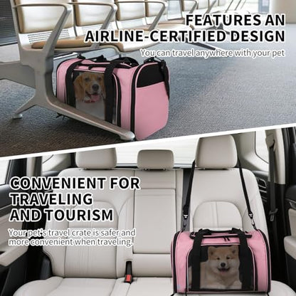 Cat Carriers Soft-Sided,Pet Carrier for Small Cats Dogs Puppies up to 1-15 LBS,TSA Airline Approved, (Medium,Pink) - color: pink, size: 17.0"L x 11.0"W x 11.0"H