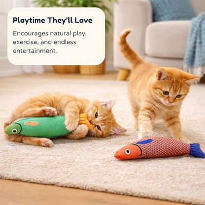 Cat Kicker Fish Toy 3-Pack with Premium Catnip – Plush Interactive Kick Toy for Cats, Durable Kitty Kicker Pillow, Enrichment Toy for Indoor Cats