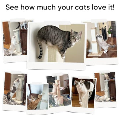 Cat Scratching Post for Large Cats, Cat Scratcher for Indoor Cats Adults, Sturdy Sisal Scratch Post to Protect Furniture, 32 Inch, Beige - color: beige