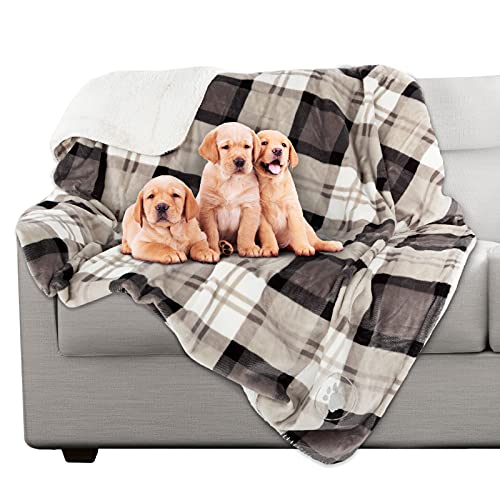 PETMAKER Pet Blanket - Reversible Waterproof Plaid Throw Protects Couch, Car, and Bed from Spills, Stains, or Fur - Dog and Cat Blankets (Gray), Large - color: Gray Plaid, size: Small