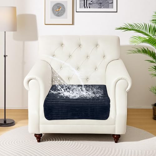 NAISI Couch Covers for Dogs Waterproof Flannel Striped Sofa Cover Pet Friendly Washable Dog Mat for Couch Anti Slip Sectional Sofa Slipcover Protector(1pc/27"x 27",Dark Navy) - color: Dark Navy, size: 1pc/27"x 27"/Armrest or Backrest Cover