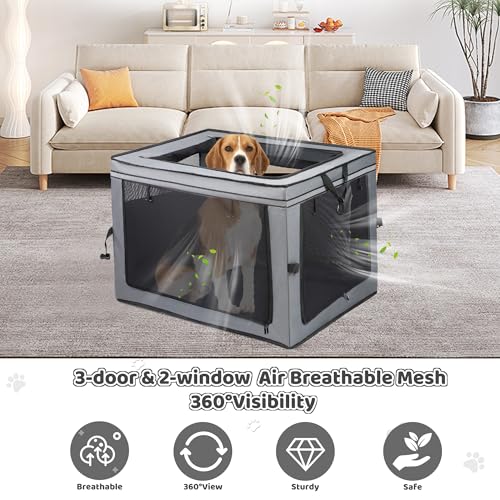 Portable Dog Crate Soft Dog Crate 22",30",36",42" Foldable Basic Dog Crates Easy Set-up, Light, Sturdy, Comfy，Collapsible Crate for Home and Travel (30Inch) - size: 30Inch