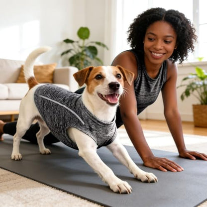PETCARE Sun Protection Dog Shirts for Small Dogs Quick Dry Soft Stretchy Dog T-Shirts with Reflective Label Tank Top Sleeveless Vest Pet Clothes, Athletic Fabric, Black, L (Chest 19" Length 15.7") - color: Black, size: L ( Suggest 13-17 lbs)