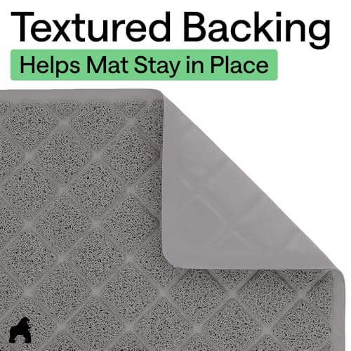 GORILLA GRIP Cat Litter Box Mat, Cushioned Coil Mesh Litter Trapping Mats, Scatter Control Supplies for Less Mess, Phthalate Free, Ultra Deep Catch Grooves, Rinse or Vacuum to Clean, 24x17 Gray 2 Pack - color: Grey, style: Small (24" x 17") x 2