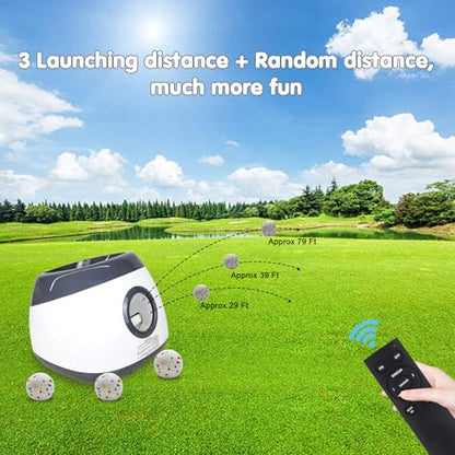 MEKAPLE Automatic Dog Ball Launcher, Upgraded Interactive Dog Balls Thrower with 3 Distance 29Ft-79Ft, Remote Control Ball Launcher for Medium&Large Dogs, 5 Etpu Balls Included (Silver Grey - color: Silver Grey