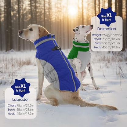 FUAMEY Dog Coat for Small Dogs,Waterproof Dog Winter Jacket with Harness Built in Puppy Cold Weather Coats Reflective Pet Vest with Zipper Warm Fleece Dogs Snowsuit Windproof Blue XS - color: Blue, size: XS(chest:14in)