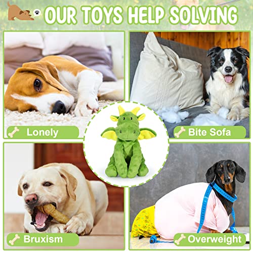 Letsmeet Squeaky Dog Toys Plush Dog Toy with Crinkle Paper Stuffed Durable Dog Chew Toys for Small Middle and Large Dogs - style: Pterosaur
