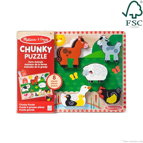 Melissa & Doug Farm Wooden Chunky Puzzle (8 pcs) - FSC Certified - style: Farm