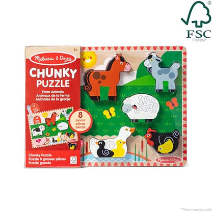 Melissa & Doug Farm Wooden Chunky Puzzle (8 pcs) - FSC Certified - style: Farm